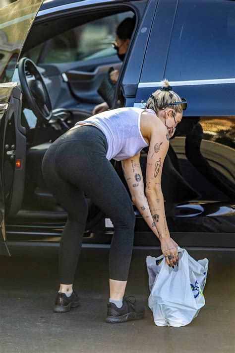 Miley Cyrus In Tank Top And Leggings Shopping In Calabasas CelebMafia