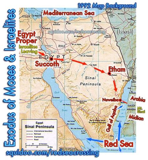 Sinai Peninsula With Red Sea Exodus From Egypt Into Arabia Saudi