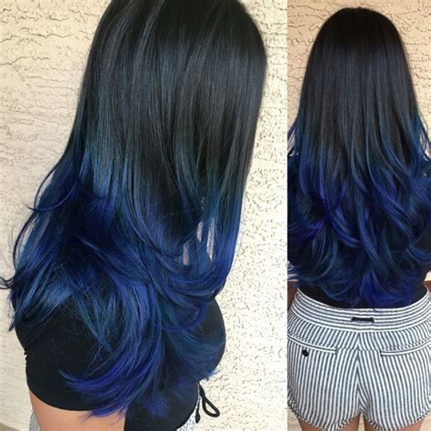 Black To Blue Ombre Blue Ombre Hair Hair Dye Tips Hair