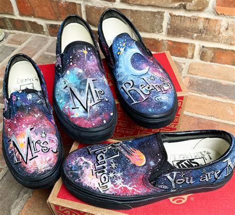 2 Pair Custom Vans Cosmic Galaxy Shoes For Bride And Groom Etsy