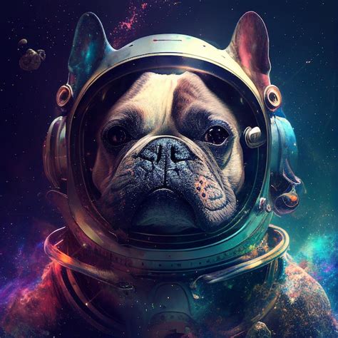 Premium Ai Image A Dog In A Space Suit With A Helmet That Says