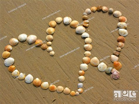 Two Hearts Made Of Shells On Sand Stock Photo Picture And Royalty