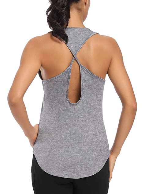 Sexy Dance Women Backless Tank Top Workout Shirts Sleeveless Plain