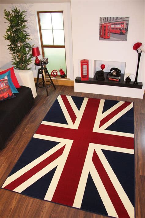 Large Union Jack British Modern Rug Red White Blue Rug 120x170cm