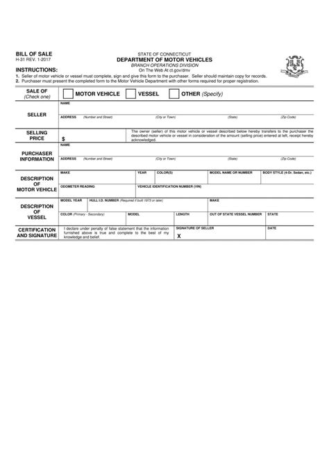 Free Fillable Connecticut Bill Of Sale Form ⇒ Pdf Templates