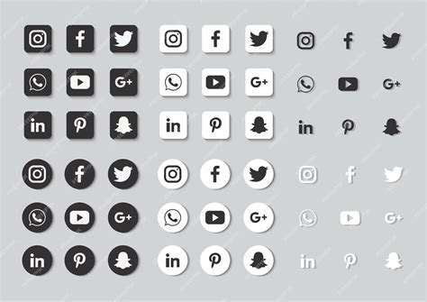 Premium Vector Social Media Icons Set Isolated On Gray Background