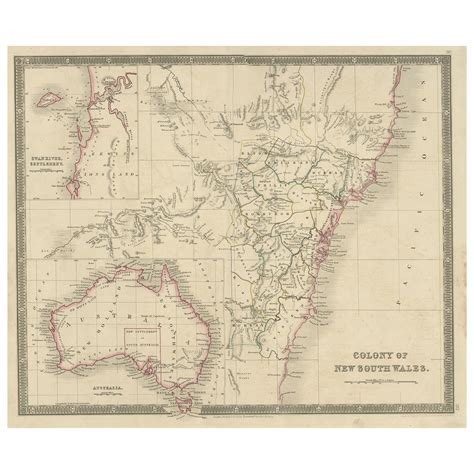 Carte Ancienne Du Nouveau Galles Du Sud Avec Cartes Encastrées D