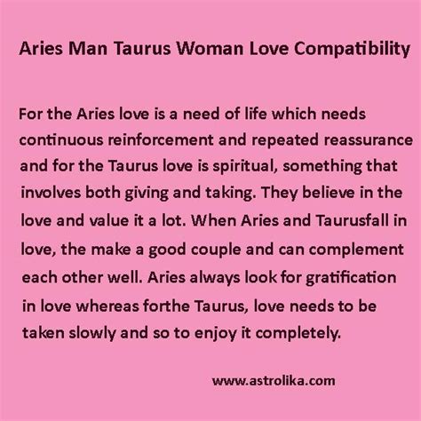 aries man and taurus woman love compatibility