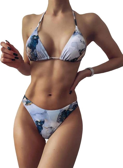 MakeMeChic Damen Bikini Set Mit Triangel Bikini Hoher Schnitt Amazon