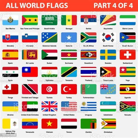 All World Flags In Alphabetical Order Part 4 Of 4 Stock Illustration