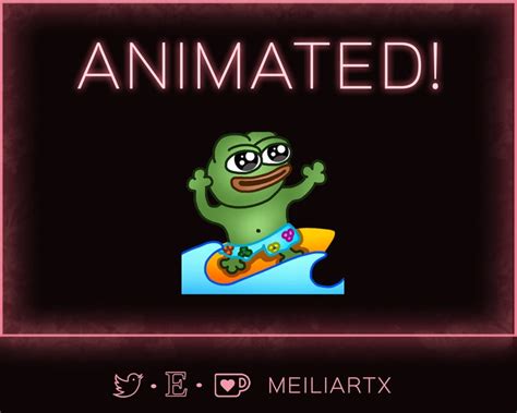 Animated Emote Summer Pepe Surf Frog Meme Twitch Discord Etsy