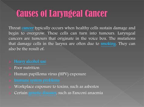 Ppt Laryngeal Cancer Symptoms Causes Diagnosis And Treatment
