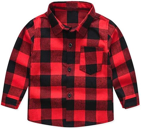 Kids Little Boys Girls Baby Long Sleeve Button Down Red