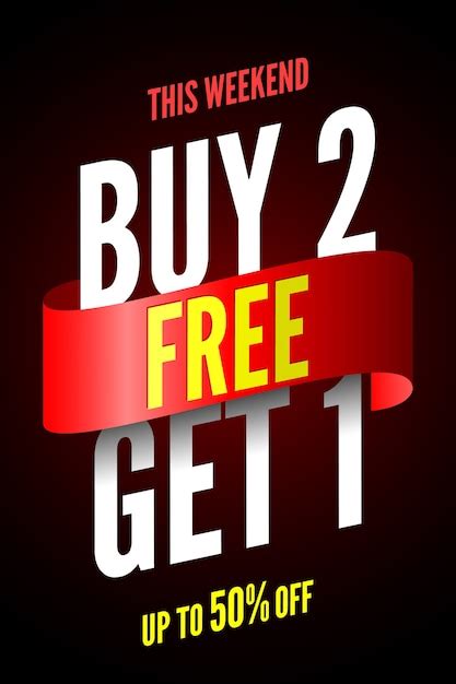 Premium Vector Buy 2 Free Get 1 Sale Banner With Red Ribbon