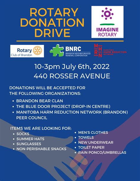 Imagine Rotary Donation Drive Juy 6th What Will You Donate Rotary