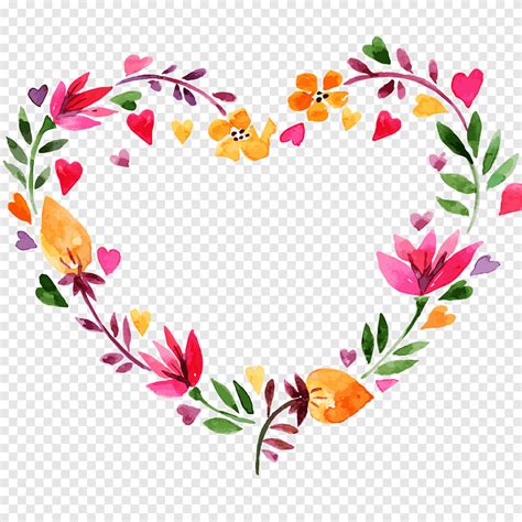 Valentines Day Heart Shaped Wreath Watercolor Flower Wreath Png Pngegg