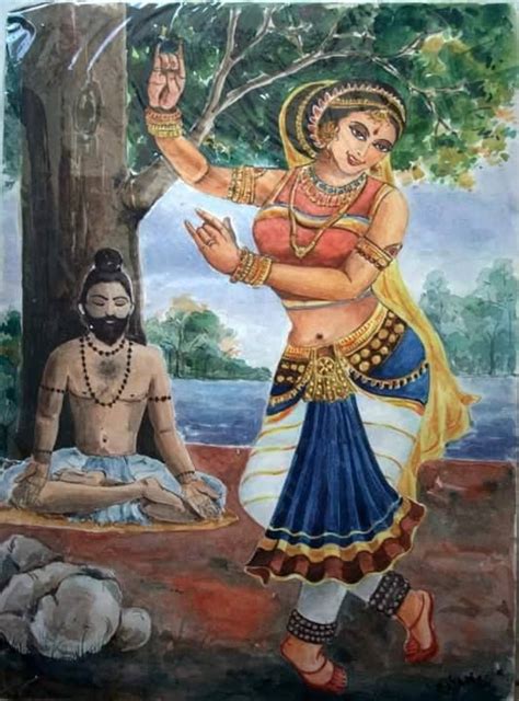 Menaka And Viswamitra In Watercolor Hindu Mythology Ancient India