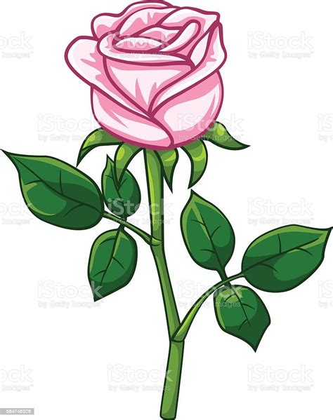 Pink Rose Cartoon Style Stock Vector Art And More Images Of Cartoon