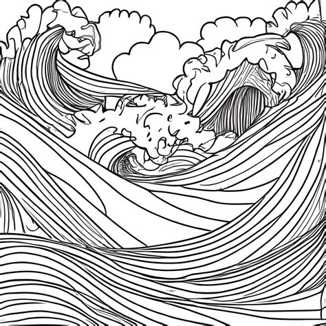 Ocean Waves Black And White Coloring Page · Creative Fabrica