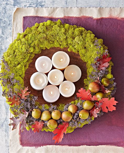 Halo A Candle Collection With A Beautiful Fall Wreath Made Of Moss And