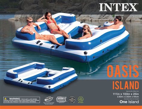 Intex Oasis Island Inflatable Giant 5 Person Lakeriver Floating Raft