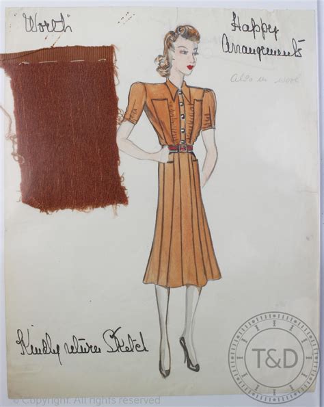 The House Of Worth Fashion Designs C1930s Twenty Four Hand Drawn And