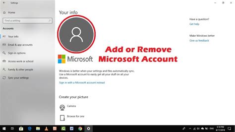 Easy Guide To Add Or Remove Microsoft Account On Windows 10 Youtube