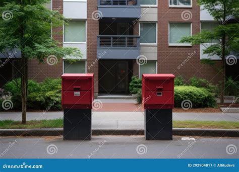 Two Mailboxes Standing Together For Different Apartments Stock Image