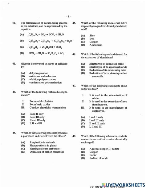 Csec Chemistry Paper 1 Practice Test Online Exercise For Live Worksheets