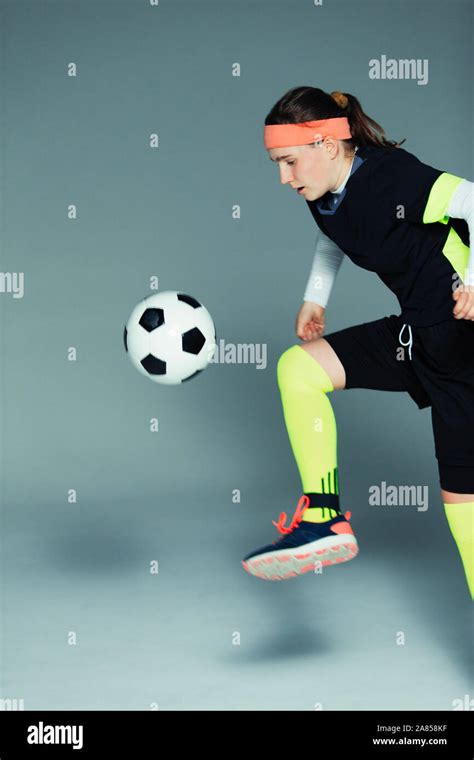 Girl Kicking Ball Hi Res Stock Photography And Images Alamy