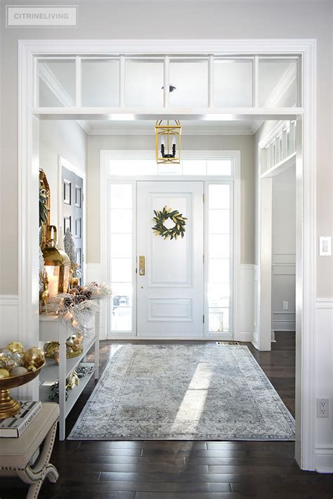Entryway Christmas Decorating Silver And Gold