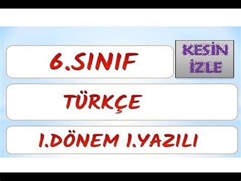 6. Sınıf Türkçe 1.Dönem 1.Yazılı Hazırlık
