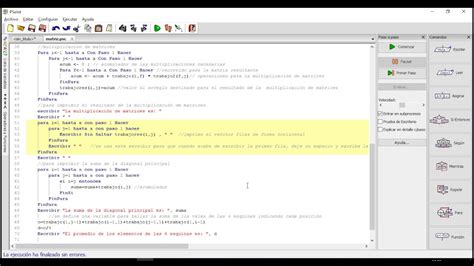 Multiplicación de matriz cuadrada en Pseint YouTube