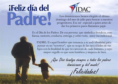 La celebración del día del padre se realiza el tercer domingo de junio de cada año. ¡Feliz Día del Padre! - IDAC