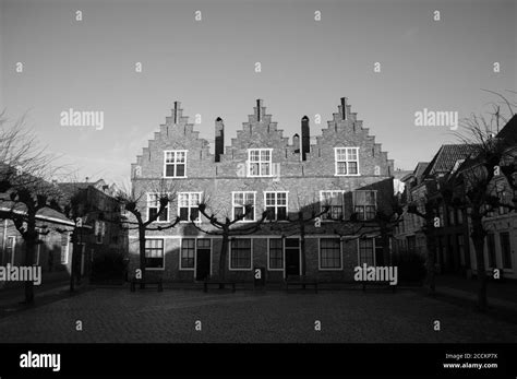 Traditional Dutch Houses In Seaside Town Vlissingen Zeeland