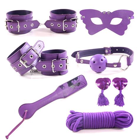7 Pcs Bondage Restraint Sex Mask Whip With Tassel Wristcover Fetish Adult Game For Couple Collar