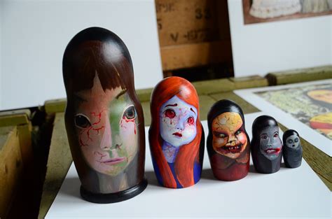 Russian Matryoshka Creepy Girls Russian Nesting Doll 5 Pcs Etsy