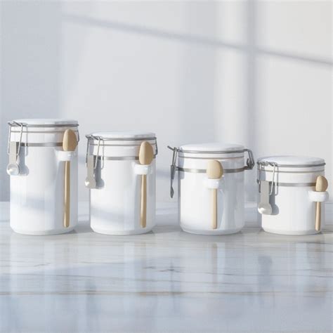 Are you interested in red ceramic kitchen canisters? Wayfair Basics™ Wayfair Basics 4 Piece Ceramic Kitchen ...