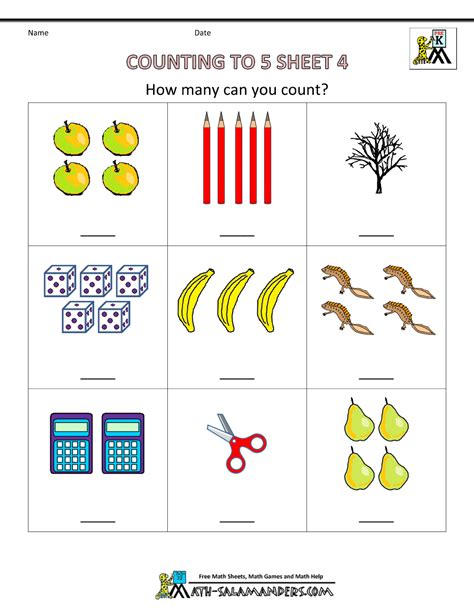 Preschool Counting Worksheets Counting To 5