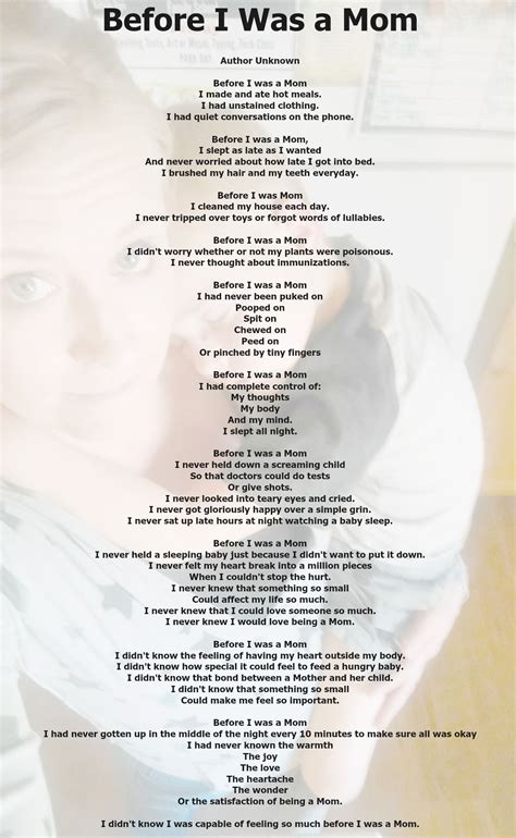 Before I Was A Mom Free Printable Mom Poems Poem And Blessings