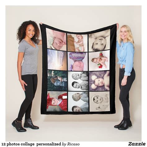 12 Photos Collage Personalized Fleece Blanket Zazzle Personalised