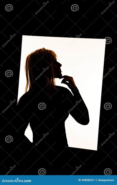 Silhouette Of Woman In Frame Hand Under Chin Stock Image Image Of