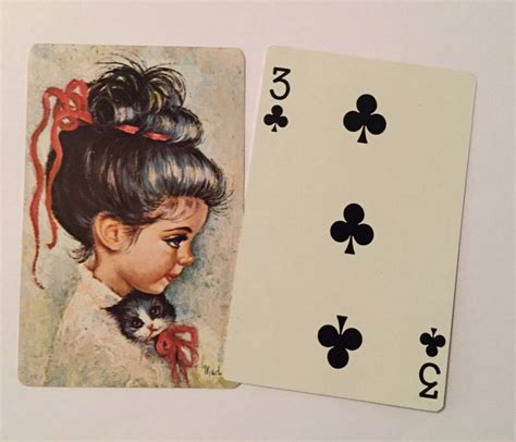 Girl Swap Cards 2 Vintage Playing Cards Big Eyed Girls Mixed Etsy