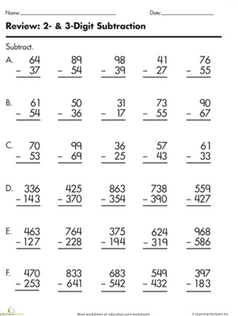 • read, represent, compare, and order whole numbers to 1000, and use concrete materials to represent fractions and money. Subtraction Practice | Subtraction practice, Kids math ...