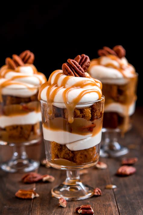 Mini Caramel Pecan Pumpkin Cheesecake Trifles Garnish And Glaze