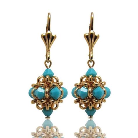 Genuine Turquoise Gold Earrings Turquoise Earrings Elegant Etsy