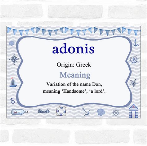Adonis Name Meaning Nautical Certificate The Card Zoo