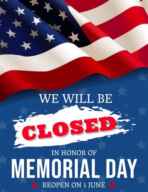 Memorial Day Shop Closed Notice Template Postermywall