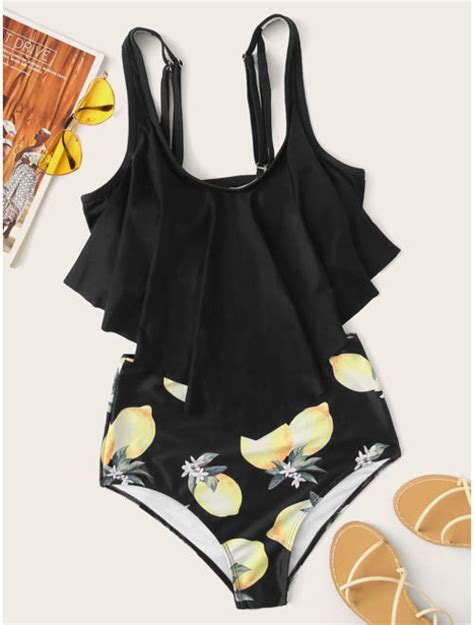 Buy Hanky Hem Top With Random Lemon Print Bikini Online Topofstyle