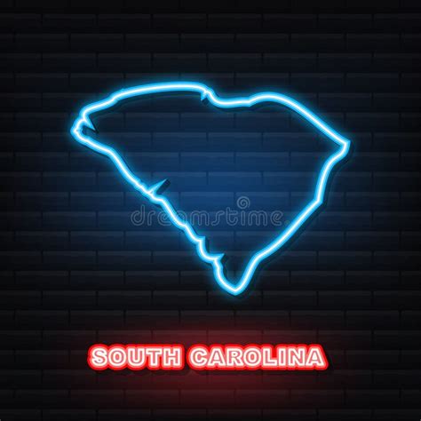 Neon Icon Map Of The State Of South Carolina From The United State Of